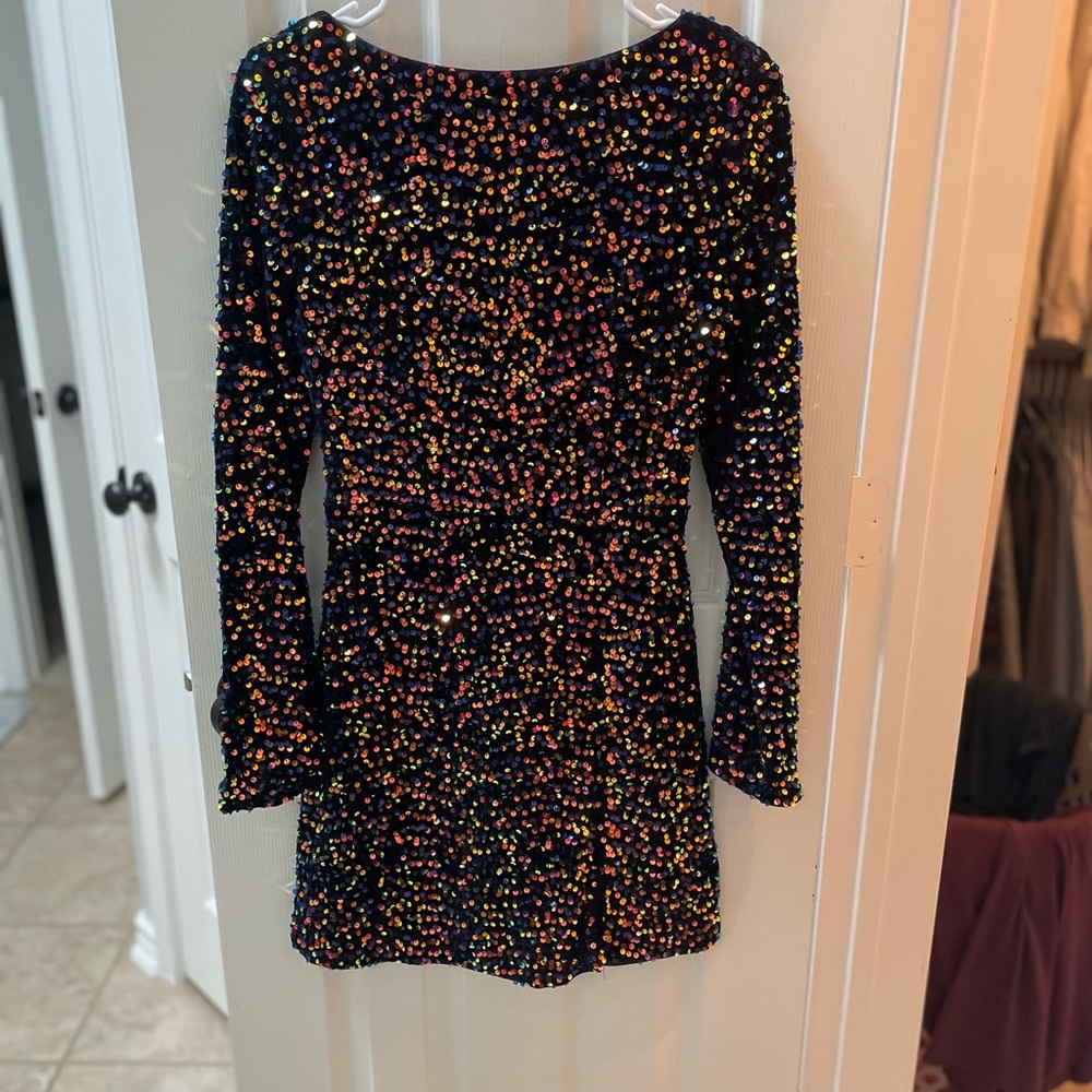 Anna Black Sequin Mini Dress